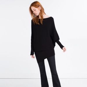 ZARA Asymmetric Black Soft Sweater